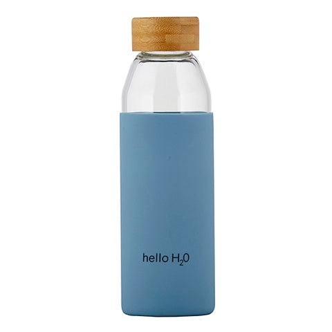 Hello Glass Water Bottle w/ Bamboo Lid