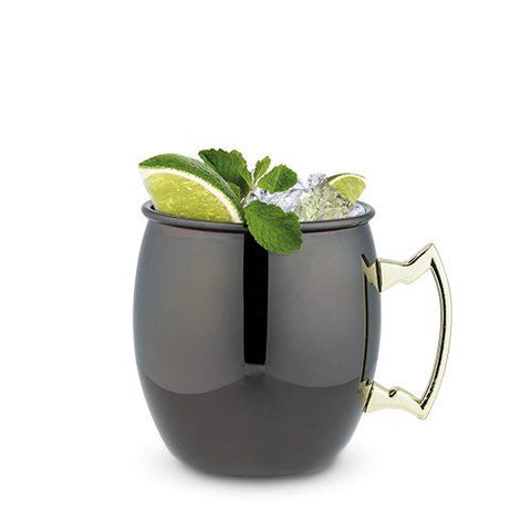 Black Moscow Mule Mug with Gold Handle, 2 Pack