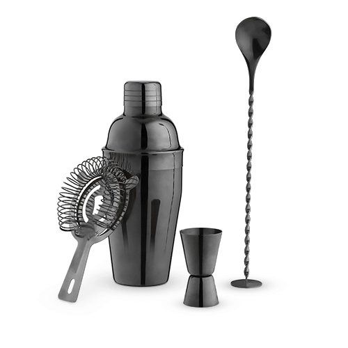 Gunmetal Black Barware Set