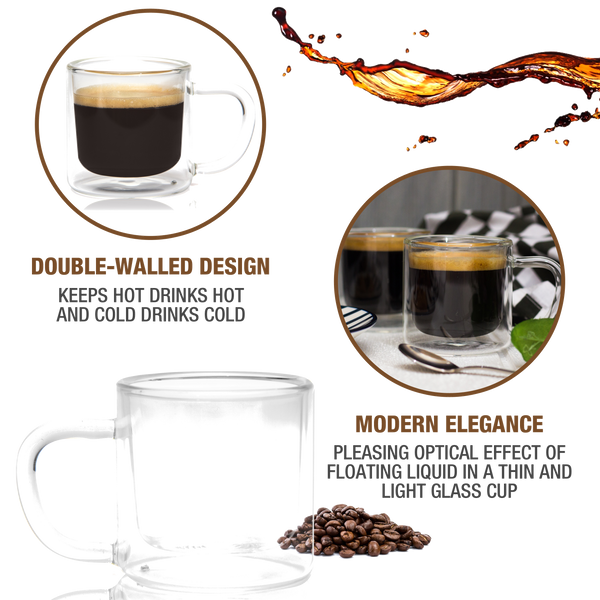 Espresso Double Wall Glass Mug, 4oz (Set of 2)